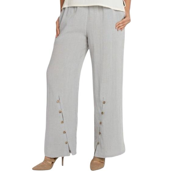 Fridaze Beachfront Linen Pull On Pants Womens Large Lagenlook Wrinkle Free Tan